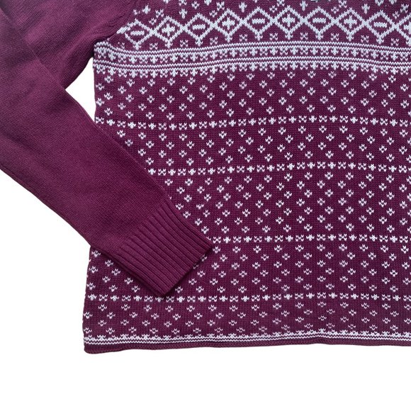 NWT Oshkosh Cashmere Fair Isle Turtleneck Sweater Burgundy Après-Ski Knit-M - Picture 3 of 13